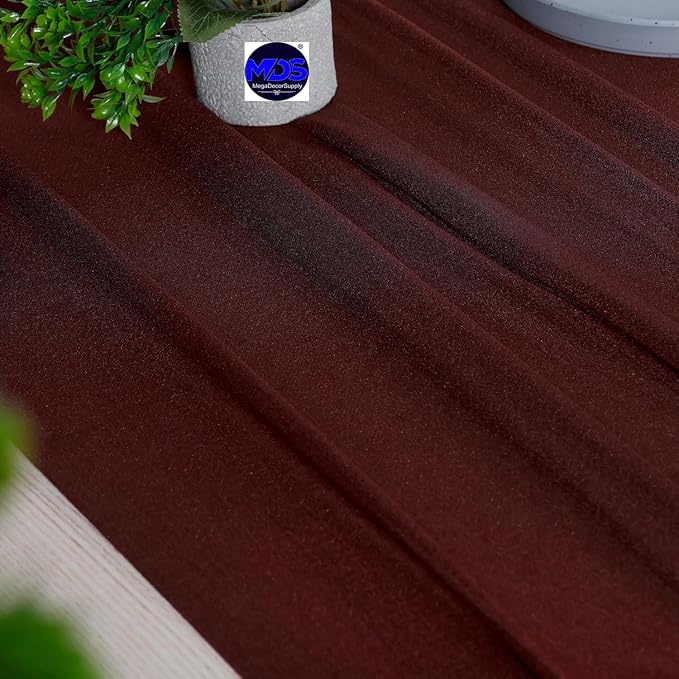 MDS Halloween Chiffon Table Runner - 20 Pack, 29 x 170 Inches, 14ft Each - Sheer Spooky Table Runners for Haunted House Parties, Trick-or-Treat Tables, Witchy Décor, Wedding & Events - Burgundy