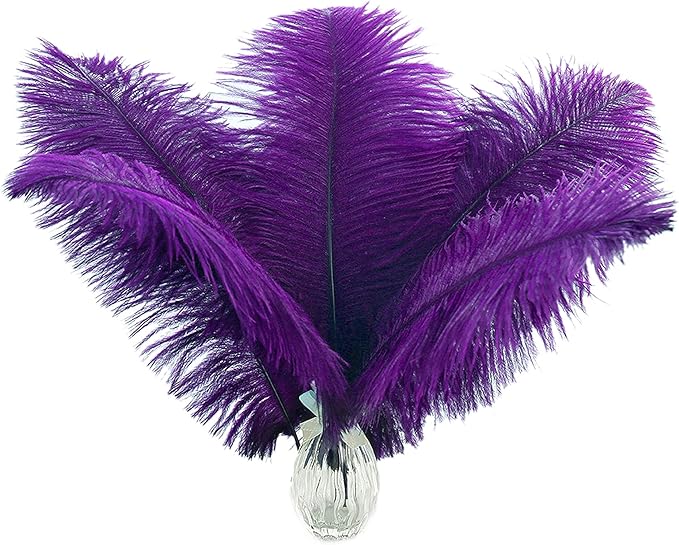 Ballinger Purple Ostrich Feathers Bulk - 24Pcs 8-10inch Feathers for Vase, Party Centerpieces Mardi Gras and Home Decor