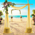 MDS Halloween Chiffon Draping Fabric - 2 Panel, 30" Wide x 75ft Long - Sheer Spooky Arbor & Canopy Drapery for Haunted House Backdrops, Party Ceilings, DIY Costumes & Themed Events - Gold