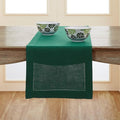 Solino Home Linen Rainforest Green Table Runner 72 Inches Long - 100% Pure Linen Hemstitch Table Runner 14 x 72 Inch for Dresser, Dining, Fall, Autumn, Thanksgiving, Christmas - Classic Hemstitch