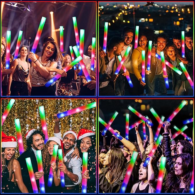 66 PCS Foam Glow Sticks, Glow In The Dark Party Supplies, Foam Light up Sticks with 3 Modes Colorful Flashing, Glow Party Supplies, Foam Glow Sticks Bulk for Wedding, Party, Concert, Raves, Birthday