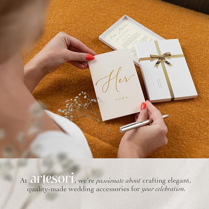 ARTESORI Wedding Vow Book for Her & Him, Soft Touch, Gold Engraving, 28 Lined Pages, Wedding Vow Books His and Hers, Wedding Essentials, Wedding Registry Gifts, His and Hers Gifts [Blush & Black]