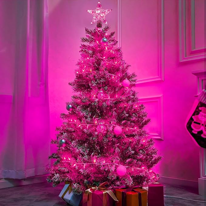 100 Count Pink Lights for Valentine's Day Decorations 20ft Mini Christmas String Lights White Wire Incandescent Bulb Waterproof Fairy Lights for Indoor Outdoor Xmas Tree Valentine's Day Décor