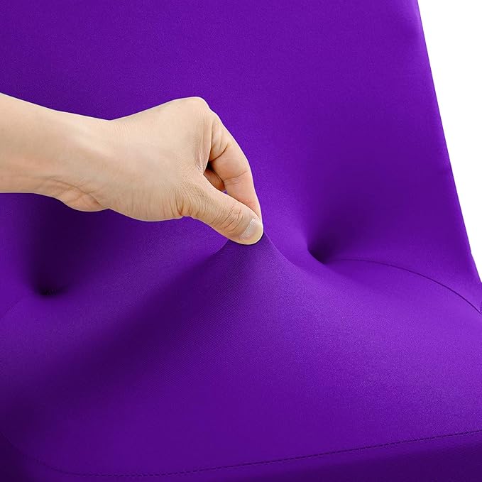 Peomeise Stretch Spandex Folding Chair Cover for Wedding Party Dining Banquet Event (Purple,6pcs)