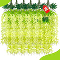 36 Pack Green Wisteria Hanging Flowers, 3.44 Ft Fake Hanging Flowers, Artificial Wisteria Garland Vines for Wedding Room Backdrop Outdoor Patio Garden Decoration