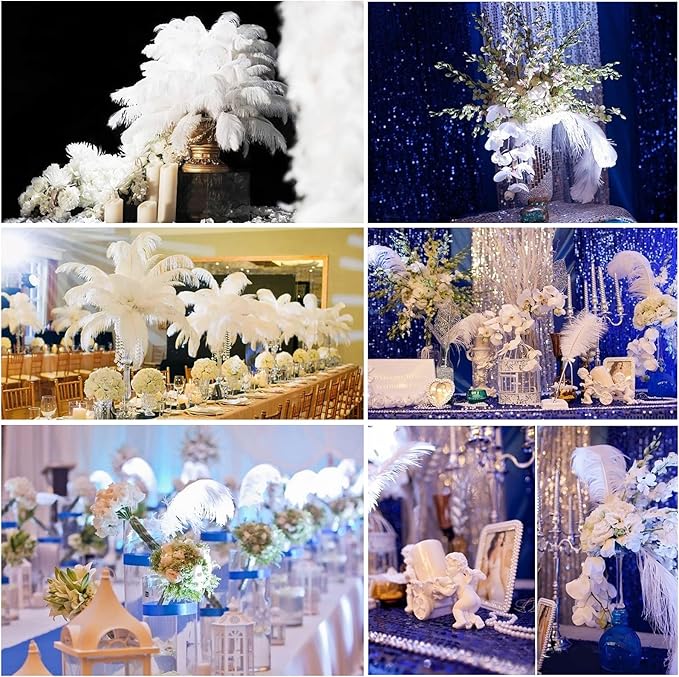 THARAHT Baby Blue Ostrich Feathers 12pcs Large Natural Bulk 14-16Inch 35cm-40cm for Wedding Party Centerpieces Easter Gatsbi and Home Decoration Feathers