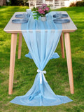MDS Halloween Chiffon Table Runner - 12 Pack, 29 x 170 Inches, 14ft Each - Sheer Spooky Table Runners for Haunted House Parties, Trick-or-Treat Tables, Witchy Décor, Wedding & Events - Turquoise