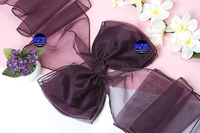 MDS Pack of 75 PCS Organza Chair Sashes Wider Dining Chair Bows Ribbon Tie Back for Wedding Party Birthday Bridal Shower Reception Event Banquet Home Chair Cover Decoration - Plum