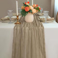 Snowkingdom 10 FT Nude Brown Cheesecloth Table Runner, 120 inch Long Cheese Cloth Boho Rustic Gauze Sheer Runner for Wedding Party Baby Shower Birthday Christmas Holiday Table Decorations