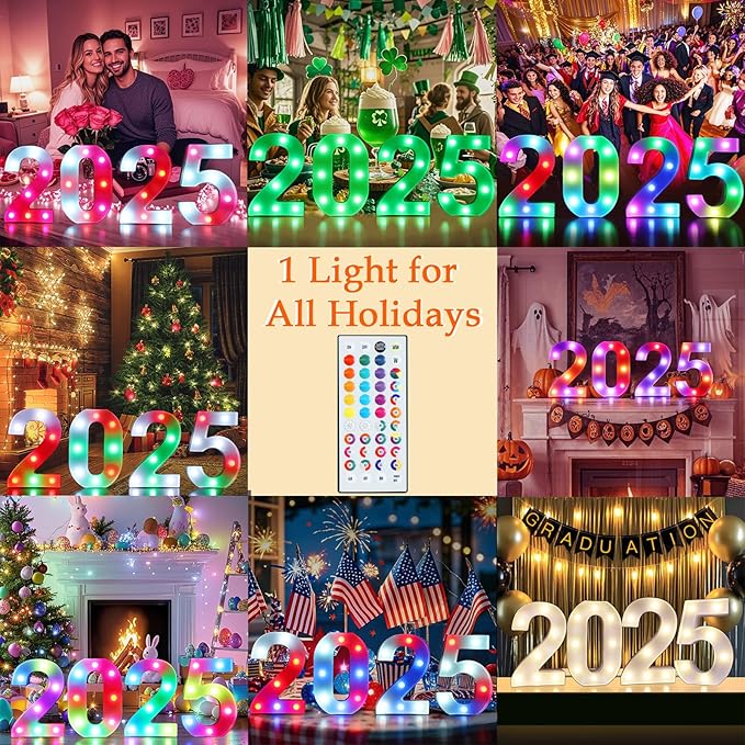 Pooqla Colorful Lighted Numbers with Remote, 35 Colors Light Up Numbers for Party, RGB LED Marquee Number Lights Gift for 9th Birthday Decorations, Wedding, Bar, Night Light, Home Decor, Number 9
