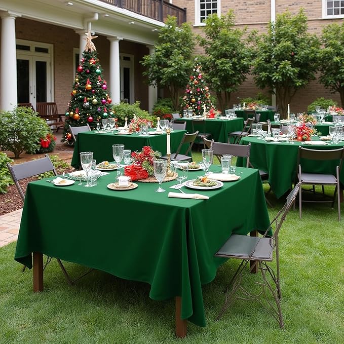 sancua Square Tablecloths 85x85 Inch Hunter Green, 2 Pack - Fabric Table Cloth for Square or Round Tables, Washable Polyester Table Cover for Christmas Dinner, Holiday Party, Display Tables