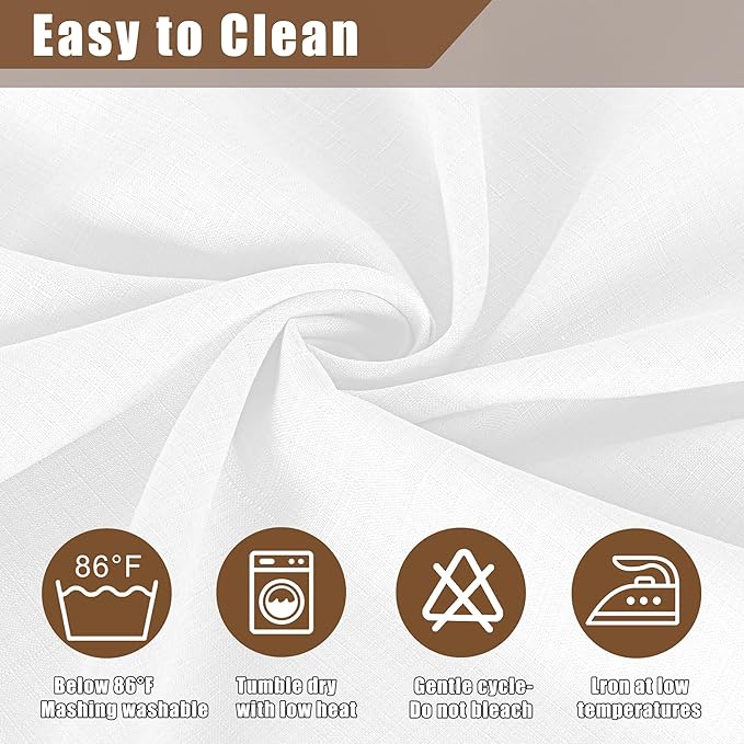 Fitable Faux Linen White Tablecloths 60 x 84 Inch - 2 Pack Textured Table Clothes for Rectangle Tables, Wrinkle-Proof Faux Burlap Table Covers for Dining, Farmhouse, Outdoor Picnic, Camping