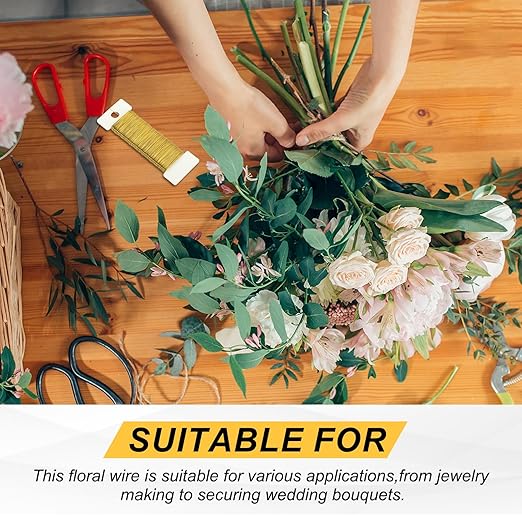 MECCANIXITY 190 Yards/575 Feet 27 Gauge Metal Floral Wire Green Flexible Paddle Thin Floral Wires for Craft, Christmas Wreath, Flower Arrangement, Wedding, Total 5 Roll