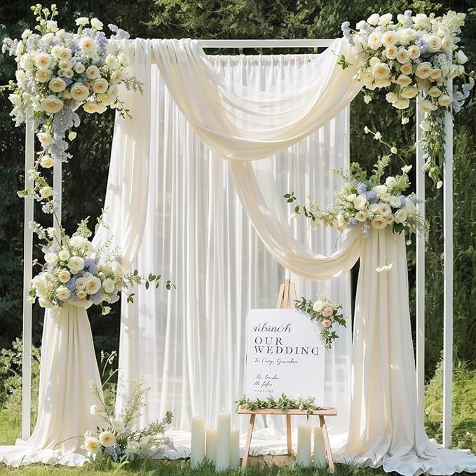 MDS Halloween Chiffon Draping Fabric - 2 Panel, 30" Wide x 40ft Long - Sheer Spooky Arbor & Canopy Drapery for Haunted House Backdrops, Party Ceilings, DIY Costumes & Themed Events - Ivory