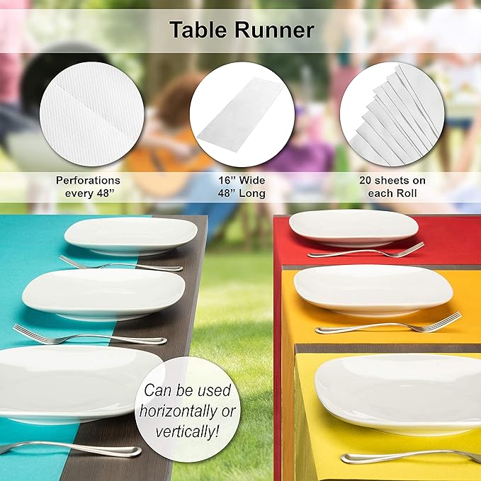 American Homestead Paper Table Runner Roll - 78 ft. Disposable Linen-Like Table Cover Roll - 20 Perforated Table Runners (16" x 48") for Parties, Weddings, and Events - Peach