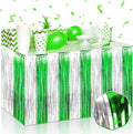 3 Pack 29 x108 Inch Silver Green Foil Fringe Table Skirts Metallic Banner for Tinsel Streamer Garland Backdrop for Parade Floats Wedding Thanksgiving Birthday Christmas New Year Party Decoration