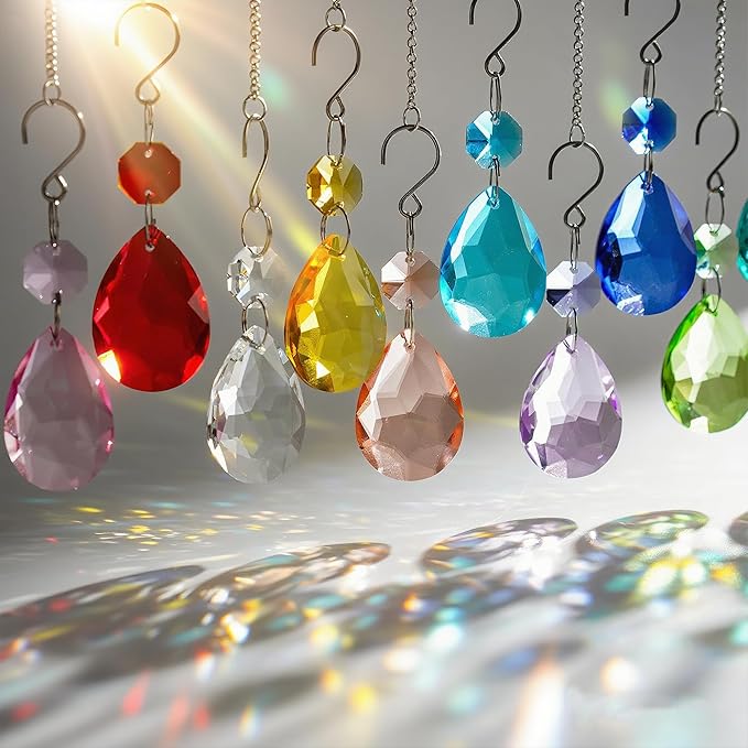H&D HYALINE & DORA 3Inch Crystal Suncatcher Bauhinia Prisms Pendants 10Pcs Chandelier Crystals Replacement Hanging Sun Catcher Beads for DIY Arts Crafts Decor (Yellow)