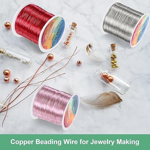 0.4mm Jewelry Wire, 26 Gauge 328FT Craft Wire Copper Beading Wire for Jewelry Making/Planting/Weaving/DIY Crafting, Soft Metal Wires [100M, Light Golden]