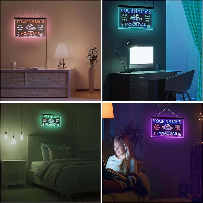ADVPRO Personalized Your Name Custom Home Bar Beer Established Year Dual Color LED Neon Sign White & Green 16 x 12 Inches st6s43-p1-tm-wg