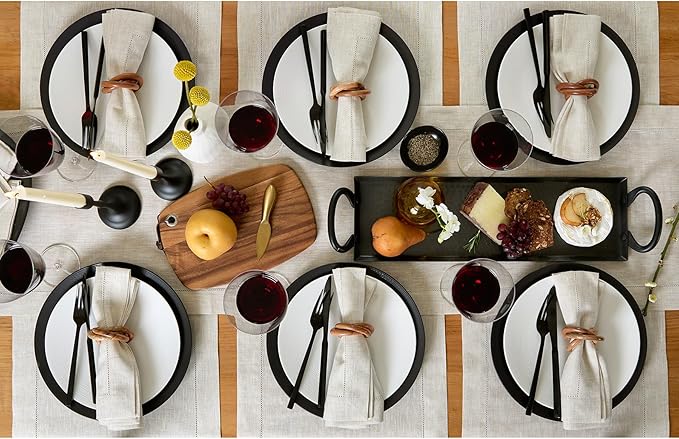 Solino Home Linen Light Natural Table Runner 36 Inches - Classic Hemstitch, 100% Pure Linen Coffee Table Runner 14 x 36 Inch Ideal for Dresser Tables - Fall, Autumn, Halloween, Thanksgiving, Christmas