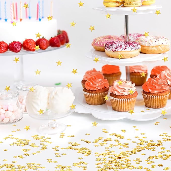 MARFOREVER Gold Star Confetti, Glitter Star Confetti Birthday Scatter Table Centerpiece Metallic Sequin Sprinkles Stars for Baby Shower Wedding Christmas Valentine Party Decorations