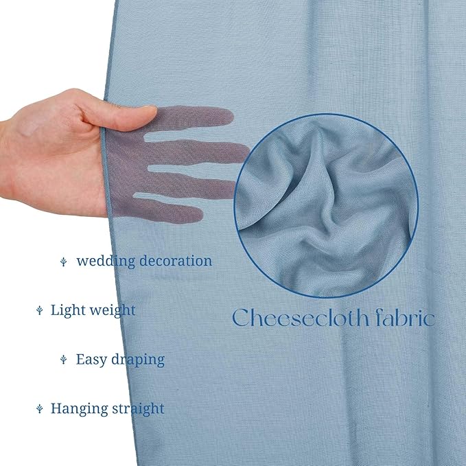 6 Panels Dusty Blue Ceiling Drapes for Wedding, 5ftx30ft Ceiling Drapes Cheesecloth Sheer Fabric Curtain Wedding Arch Draping Fabric Romantic Ceilings Decorations for Weddings Party Ceremony Stage
