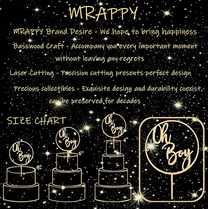 Oh Boy Cake Topper - Wooden Oh Boy Baby Shower Cake Decorations - Baby Shower Cake Topper for First Birthday/Gender Reveals Party, Photo Booth Props