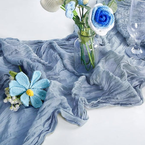 1-Pack Dusty Blue Cheesecloth Table Runners – 10FT (35x120 Inch) Boho Rustic Gauze Fabric Cheese Cloth Table Runner for Weddings, Baby Showers, Bridal Shower, Farmhouse & Birthday Party Decor