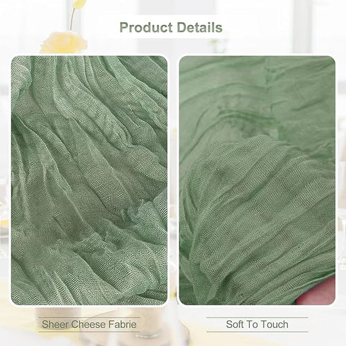 1 Pack Sage Green Cheesecloth Table Runner 35x120 Inch 10Ft Rustic Gauze Cheese Cloth Thanksgiving Table Runner Sheer Cheesecloth Table Runners for Wedding Party Bridal Shower Decoration