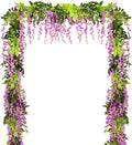 DearHouse 4Pcs 6.6Ft/Piece Artificial Flowers Silk Wisteria Garland Artificial Wisteria Vine Rattan Silk Hanging Flower for Home Garden Outdoor Ceremony Wedding Arch Floral Decor