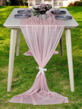 MDS 5 Pack 10ft Chiffon Table Runner 29 x 120 Inches Sheer Wedding Runner Romantic Rustic Table Runner for Wedding Decorations, Birthday Parties, Bridal Shower Party Arch Decor - Blush Pink
