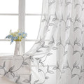 VISIONTEX Sheer Curtains 63 Inch Length 2 Panels, Decor Iron Grey Vine Leaves Embroidery on White Voile Pair, Accent Semi Window Drapes for Kitchen, Living Room and Bedroom, 54" W x 63" L
