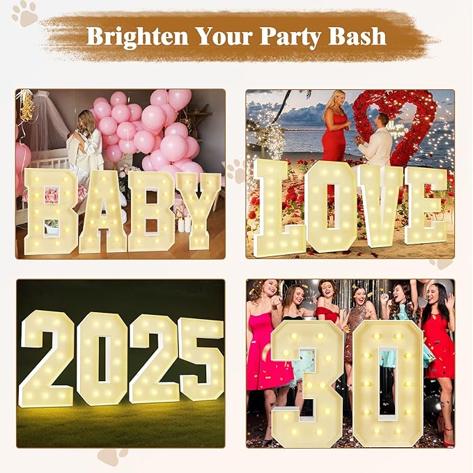 Marquee Light Up Letters: 3FT Large Decorative Signs for Party Decorations Baby Shower Birthday Wedding Engagement Anniversary, 3 Feet Tall Pre-Cut DIY Foamboard Letter X - Easy to Assemble