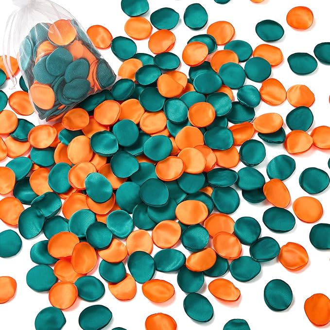 Serwalin 300Pcs Silk Rose Petals Fake Flower Petals Green Orange Artificial Rose Petals for Weddings Proposal Flower Girl Petals Aisle Flower Girl Basket Runner Bridal Shower Table Decor