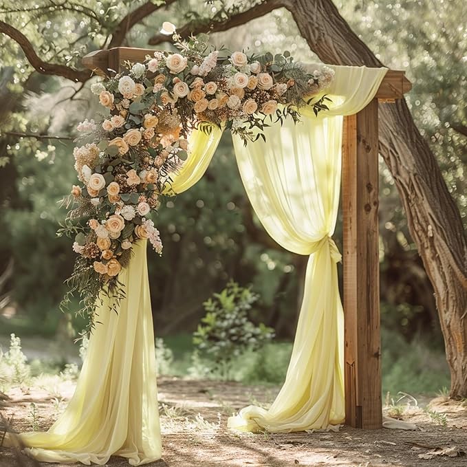 Wokceer Wedding Arch Draping 2 Panels 28.7" x 20FT Beige Sheer Fabric Backdrop for Ceremony, Birthday Party, Bridal Shower Decoration