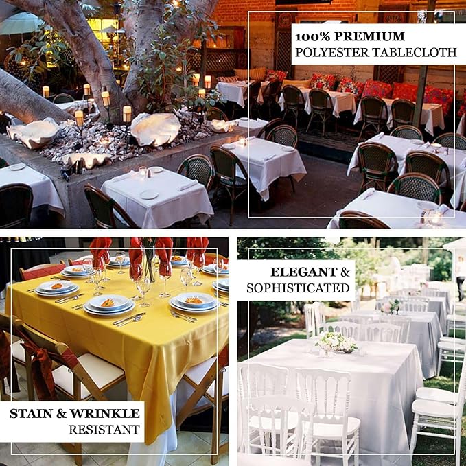 Efavormart 90" Beige Wholesale Linens Polyester Square Linen Tablecloth for Kitchen Dining Catering Wedding Birthday Party Events