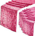Eternal Beauty Hot Pink Table Runner for Wedding, 5PCS-12x108 Sequin Table Runner Decorations for Birthday Parties, Banquets, Graduations,Christmas