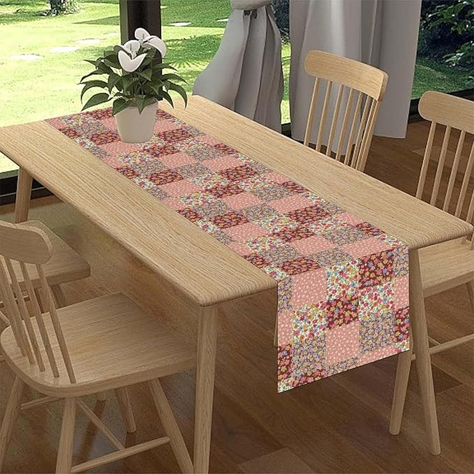Boho Patchwork Table Runner, Vintage Farmhouse Colorful Wildflowers Bohemian Paisley Flower Table Center Decor for Home Kitchen Dining Patio Holiday Party Indoor Table Decorations, 13"x90" Inch