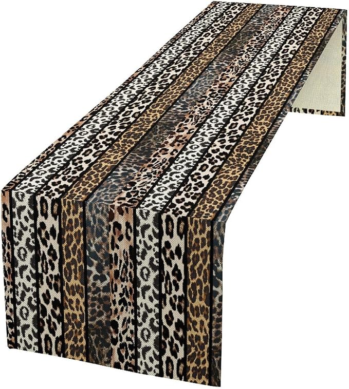 Cow Patchwork Print Table Runner, Country Farm Animal Fur Skin Farm Safari Wildlife Pattern Table Runner for Dinner Dinning Home Kitchen Living Room Party Holidays Setting, 13x36 Inch