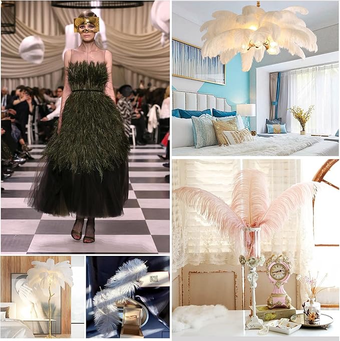 THARAHT 12PCS Ostrich Feathers Natural Bulk 14-16Inch(35-40cm) for Wedding Party Centerpieces Easter Gatsby Flower Arrangement and Home Decorate Ostrich Feathers,Pink