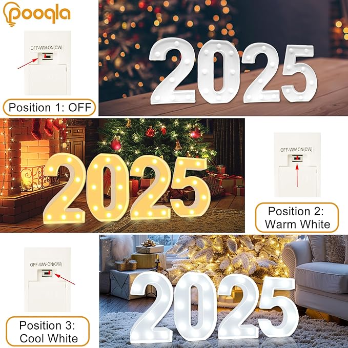 Pooqla LED Light Up Numbers, Warm White and Cool White Decorative Lighted Marquee Numbers, Light Up Numbers for Boys Girls Party, Wedding, Bar, Night Light, Room Decor, Birthday Decoration, Number 6