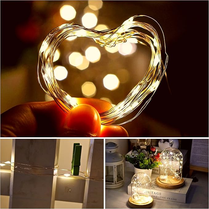 Twinkle Fairy Lights Battery Powered 3 Modes with Timer Firefly Lights 20 LED on 7.2feet Silvery Copper Wire for DIY Wedding Party Christmas Halloween Centerpiece Decorations 15 Pack (Warm White)