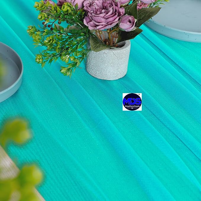 MDS 20 Pack 10ft Chiffon Table Runner 29 x 120 Inches Sheer Wedding Runner Romantic Rustic Table Runner for Wedding Decorations, Birthday Parties, Bridal Shower Party Arch Decor - Peacock Blue