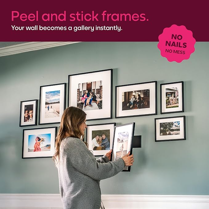 Mixtiles Official - Custom Photo Tiles - Personalized Printed Photos - Magnetic Wall Frames - Adhesive Sticker, No Nails - Various Sizes and Frames (Black, Offbeat set - set of 5)