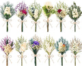 12/24 PCS Charming Dried Flowers Bouquet for Vase Various Dried Wildflowers with Stems Mini Handmade Wildflowers Natural Real Flowers Bulk Flowers Craft (White Series, 12 PCS)