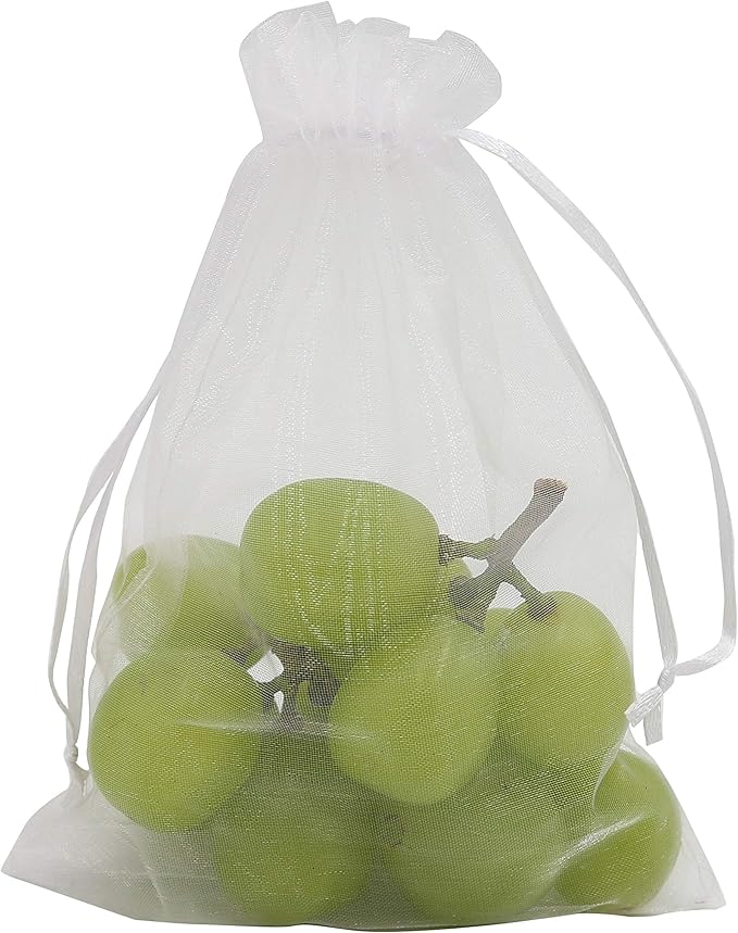 Wudygirl 100pcs 5X7 Inches White Organza Bags Christmas Drawstring Pouches Party Wedding Favor Bags Goodie bags(White 5x7)