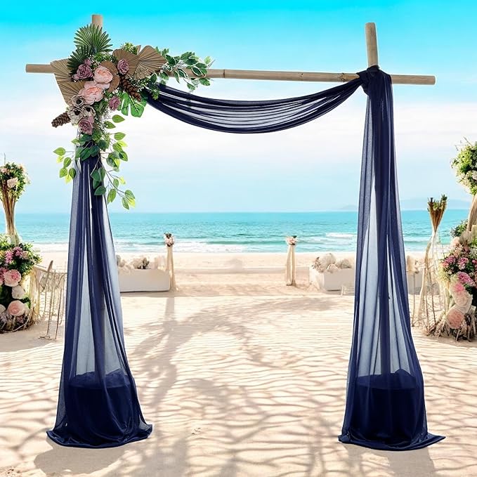 MDS Halloween Chiffon Draping Fabric - 1 Panel, 30" Wide x 100ft Long - Sheer Spooky Arbor & Canopy Drapery for Haunted House Backdrops, Party Ceilings, DIY Costumes & Themed Events - Navy Blue