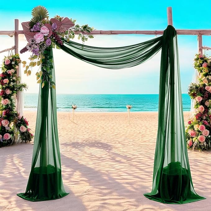 MDS Halloween Chiffon Draping Fabric - 1 Panel, 30" Wide x 40ft Long - Sheer Spooky Arbor & Canopy Drapery for Haunted House Backdrops, Party Ceilings, DIY Costumes & Themed Events - Hunter Green