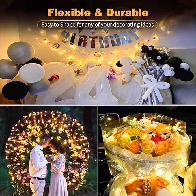 30 Pack LED Fairy Lights Battery Operated,7FT 20 LED Waterproof Mini Twinkle String Lights Battery Powered for Christmas Mason Jars Party,Warm White