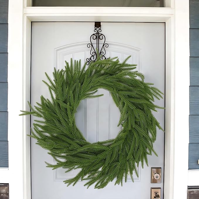 Hananona 4 Pcs 9 Ft Artificial Norfolk Pine Garlands, Real Touch Winter Pine Garland, Green Artificial Greenery Garland for Table, Mantle, Wall, Indoor, Outdoor Christmas Decorations (4, 9 Ft)